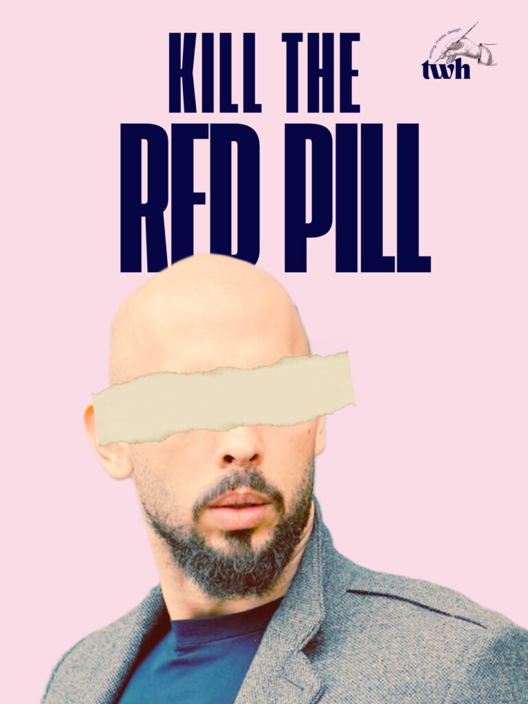 edited image of pink Andrew Tate from the manosphere